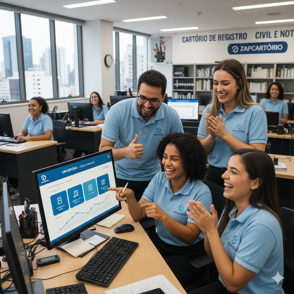 Equipe de cartório usando ZapCartório